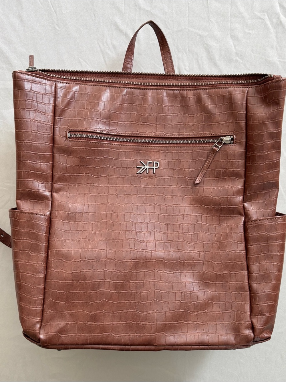 Freshly Picked Croc-Embossed Brown Backpack